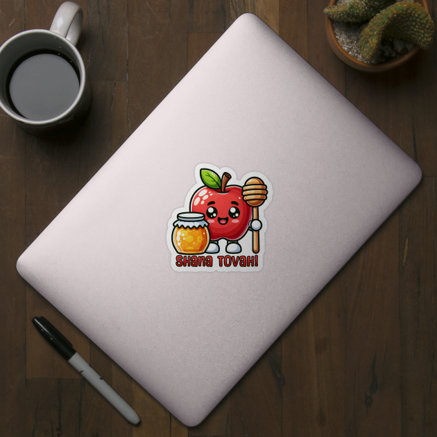 Shana Tova Kawaii Apple and Honey by HolidayBug